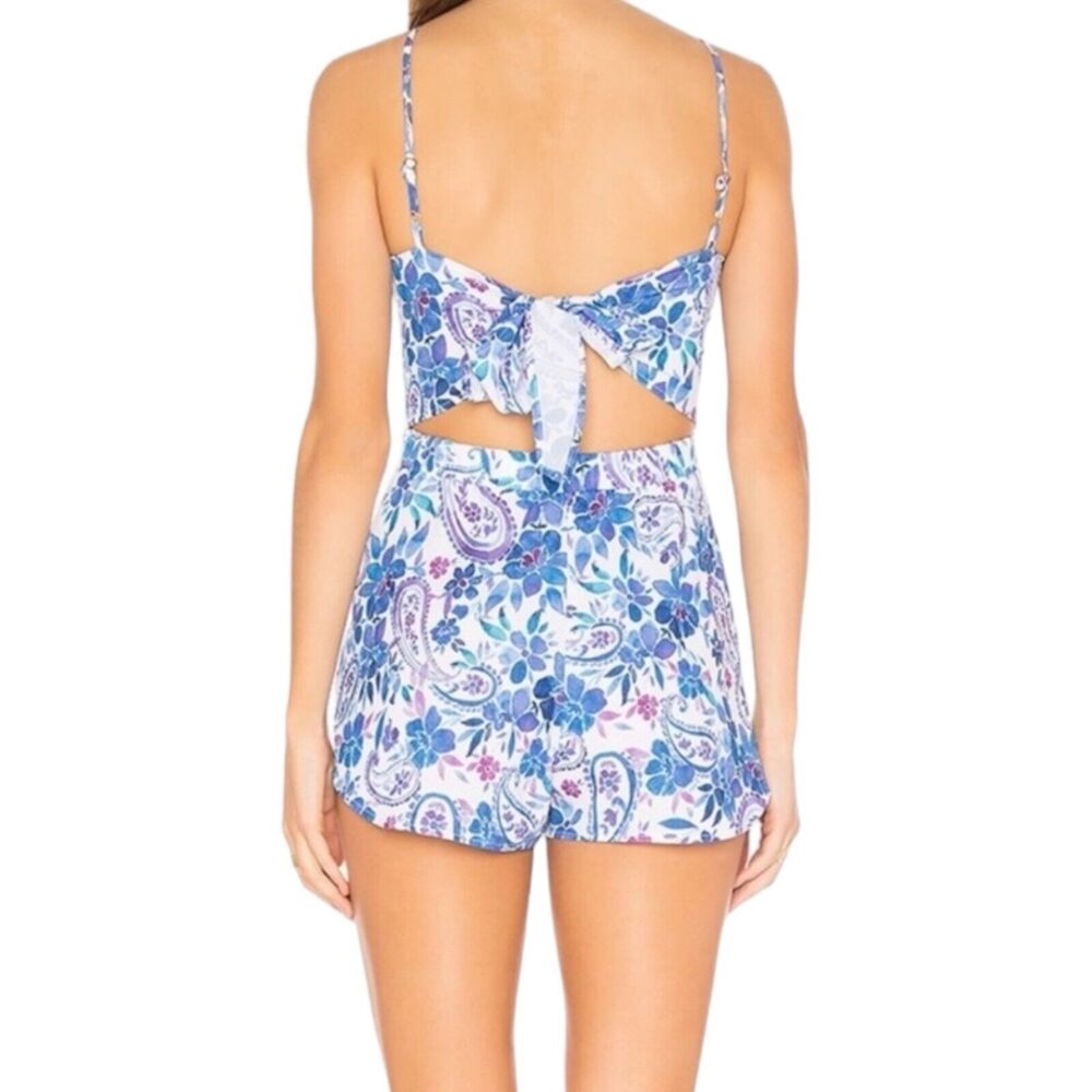 Show Me Your Mumu Afton Tie Back Floral Romper Huckleberry Stretch Size Small - Picture 2 of 12